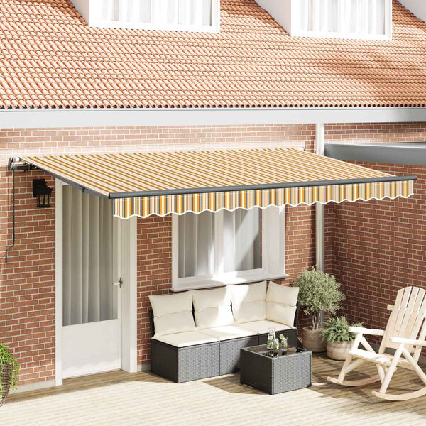 vidaXL Toldo Retr&aacute;til Manual Amarelo 400 x 200 cm tecido