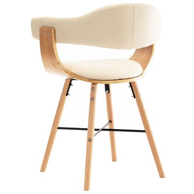 vidaXL Cadeiras de jantar 6 pcs couro artificial creme madeira curvada