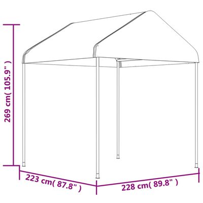 vidaXL Gazebo com telhado 2,28x2,23x2,69 m polietileno branco