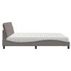 vidaXL Cama com colch&atilde;o 200x200 cm tecido cinzento-acastanhado
