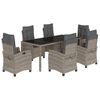 vidaXL 7 pcs conjunto de jantar p/ jardim c/ almofad&otilde;es vime PE cinza
