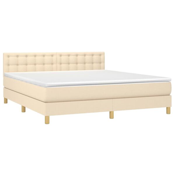 vidaXL Cama com molas/colch&atilde;o 180x200 cm tecido cor creme