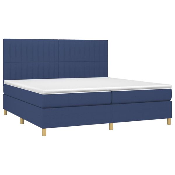 vidaXL Cama box spring c/ colch&atilde;o e LED 200x200 cm tecido azul