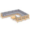 vidaXL 11 pcs conjunto lounge de jardim c/ almofad&otilde;es cinza pinho