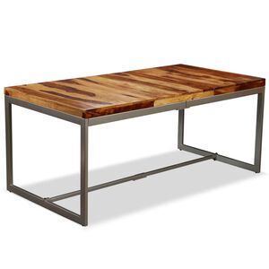 vidaXL Mesa de jantar madeira de ac&aacute;cia maci&ccedil;a e a&ccedil;o 180 cm