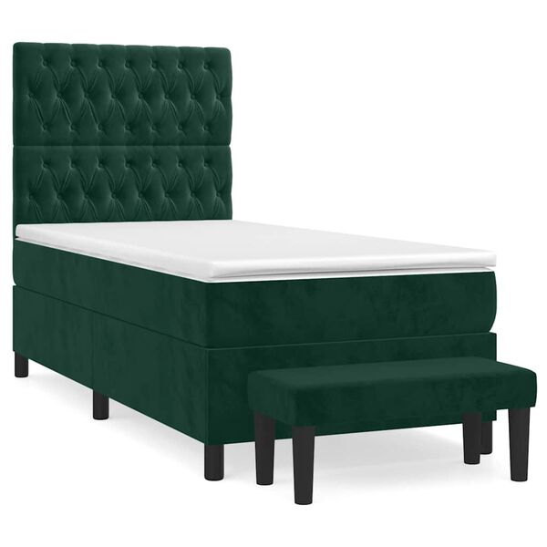 vidaXL Cama com molas/colch&atilde;o 80x200 cm veludo verde-escuro