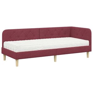 vidaXL Estrutura de Cama de Canto Vinho Vermelho 80 x 200 cm tecido