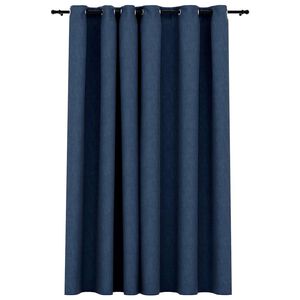 vidaXL Cortina opaca aspeto de linho com ilh&oacute;s 290x245 cm azul