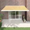 vidaXL Toldo retr&aacute;til 4x3 m tecido e alum&iacute;nio amarelo e branco