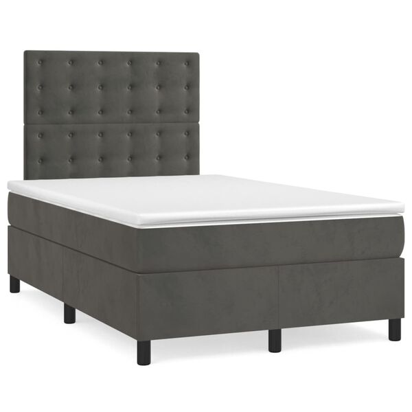 vidaXL Cama boxspring com colch&atilde;o 120x200 cm veludo cinzento-escuro
