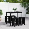 vidaXL 5 pcs conjunto de bar para jardim pinho maciço preto