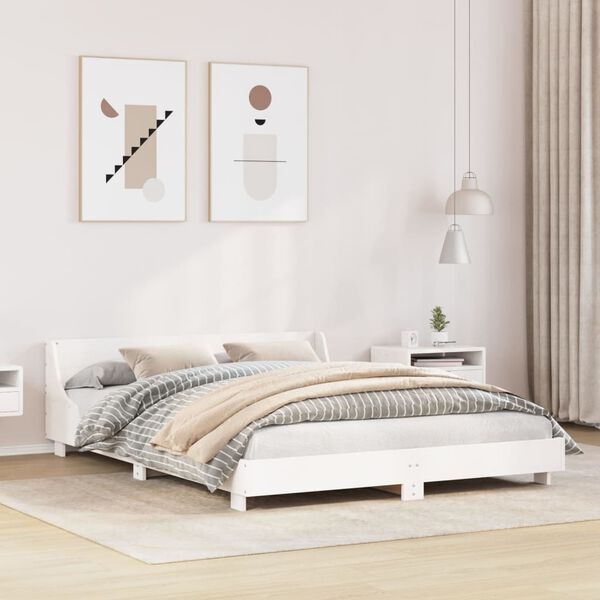 vidaXL Cama sem colch&atilde;o 150x200 cm madeira de pinho maci&ccedil;a branco