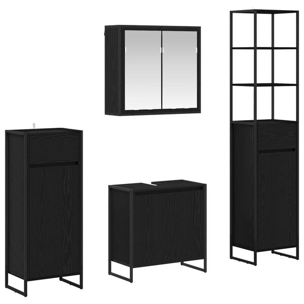 vidaXL Conjunto de M&oacute;veis para Banheiro com gaveta Carvalho Preto