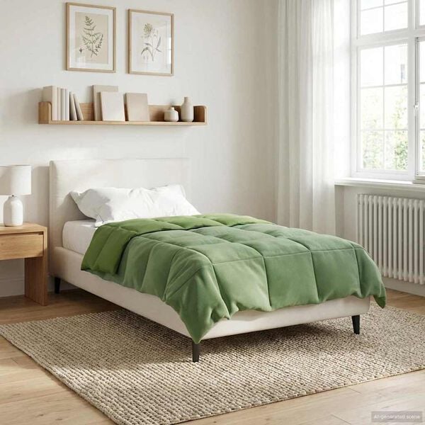 vidaXL Duvet de Ano Inteiro Colchonete Verde 140 x 200 cm Microfibra