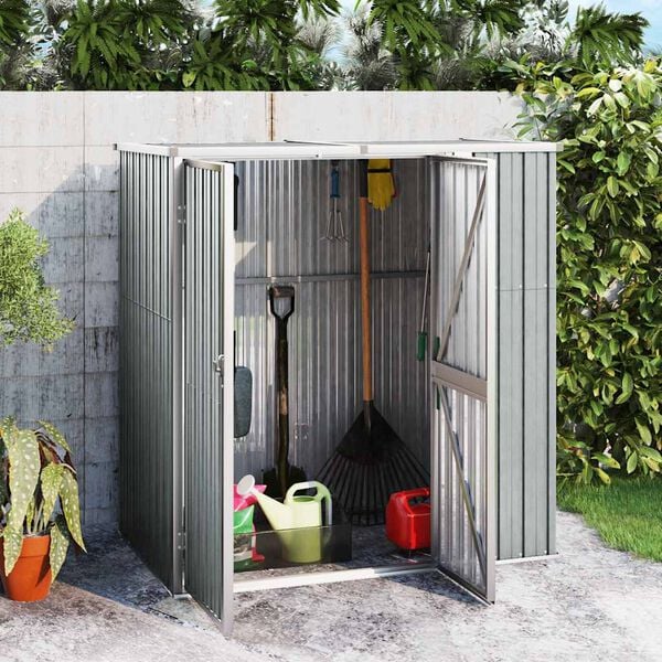 vidaXL Abrigo p/ ferramentas jardim 161x89x161cm aço galvanizado cinza