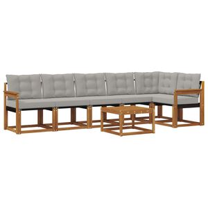 vidaXL Conjunto de Sof&aacute;s para Exterior 7 pcs Cinza Natural e Claro