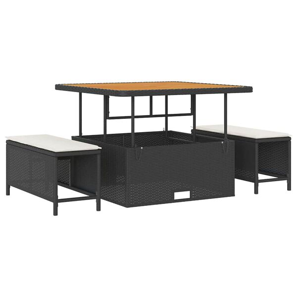 vidaXL Conjunto de Sof&aacute; de Jardim 11 pcs Preto vime PE