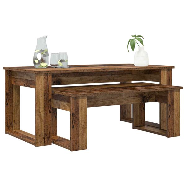 vidaXL Conjunto de Mesas de Caf&eacute; 2 pcs Madeira antiga