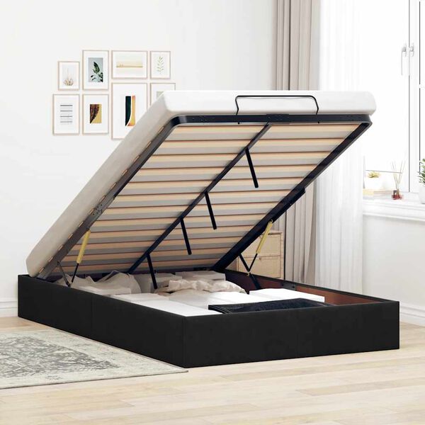 vidaXL Ottoman Bed Frame Sem Colch&atilde;o Preto 120x190 cm Veludo