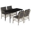 vidaXL 5 pcs conjunto de jantar p/ jardim c/ almofad&otilde;es cinzento claro