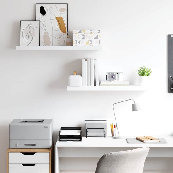 vidaXL Prateleiras parede suspensas 2 pcs 80x23,5x3,8cm MDF branco