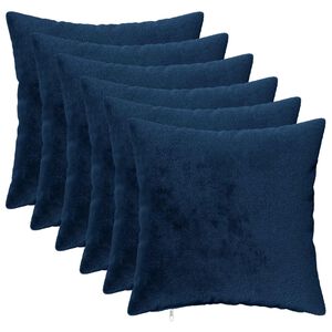 vidaXL Almofada com travesseiro HEERLEN 6 unid. Azul Marinho Flanela