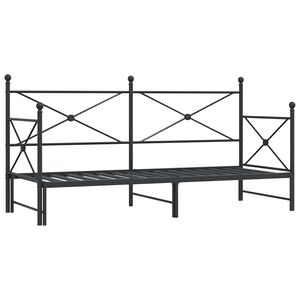 vidaXL Cama de dia com gavet&atilde;o sem colch&atilde;o 75x190 cm a&ccedil;o preto