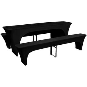 Conjunto 3 capas para mesa e bancos de bar, preto 220 x 50 x 80 cm