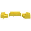 vidaXL 3 pcs conjunto de sof&aacute;s com almofad&otilde;es tecido amarelo-claro