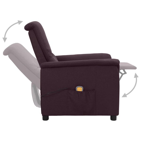 vidaXL Poltrona de massagens tecido roxo