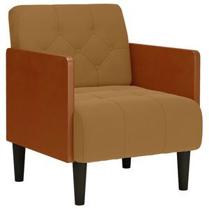 vidaXL Poltrona com apoio de bra&ccedil;os 55 cm veludo castanho
