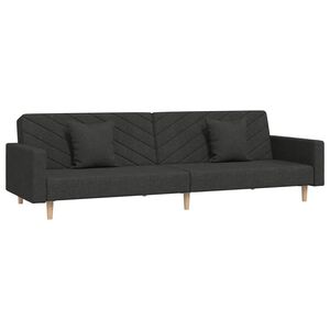 vidaXL Sof&aacute;-cama 2 lugares com duas almofadas tecido preto