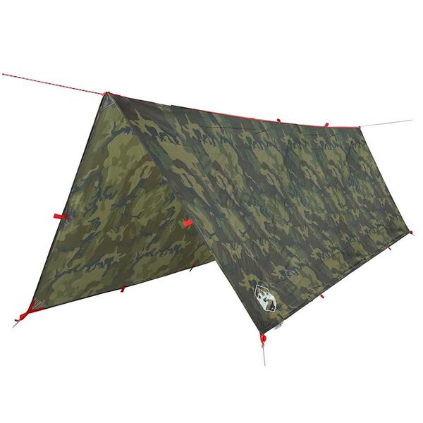 vidaXL Lona de campismo 406x306 cm impermeável camuflagem