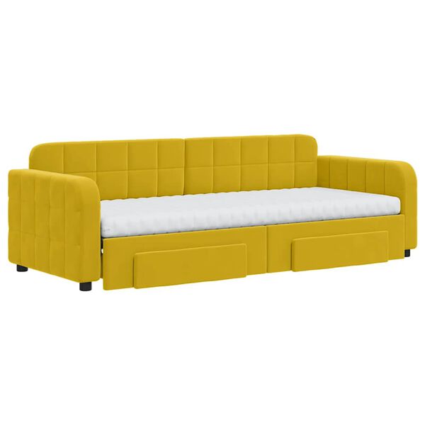 vidaXL Sof&aacute;-cama com gavet&atilde;o e gavetas 80x200 cm veludo amarelo