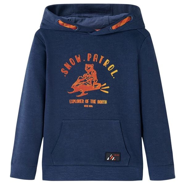 Sweatshirt para criança com capuz azul-marinho mesclado e laranja 116