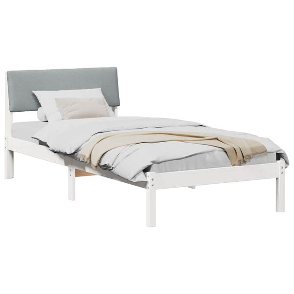 vidaXL Estrutura da cama Branco e cinza claro 90 x 190 cm