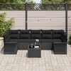 vidaXL Conjunto de Sof&aacute; de Jardim com almofada 8 pcs Preto vime PE