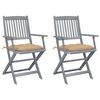 vidaXL Cadeiras exterior dobr&aacute;veis c/ almofad&otilde;es 2 pcs ac&aacute;cia maci&ccedil;a