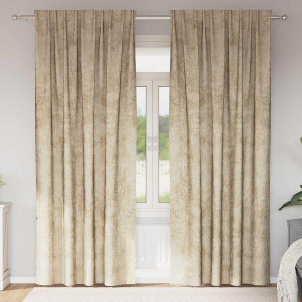 vidaXL Cortinas de Veludo com cortinas 2 pcs Creme 260 x 140 cm Veludo