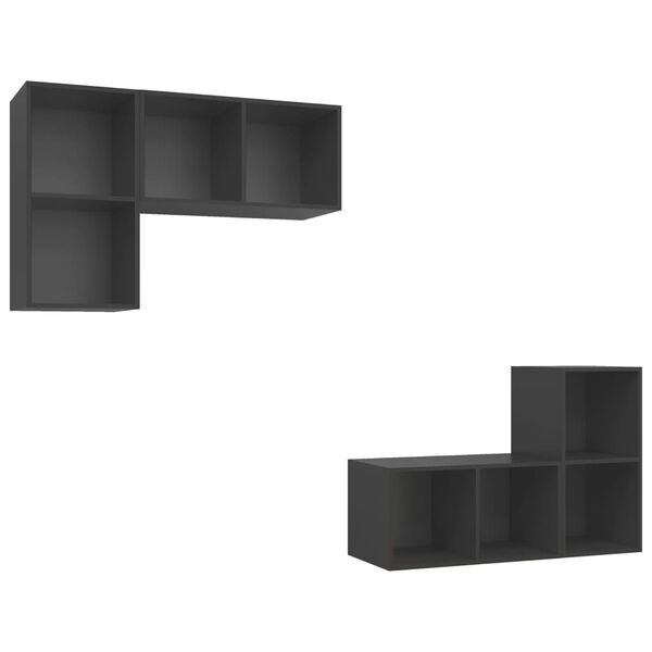 vidaXL Arm&aacute;rios de parede para TV 4 pcs derivados de madeira cinzento