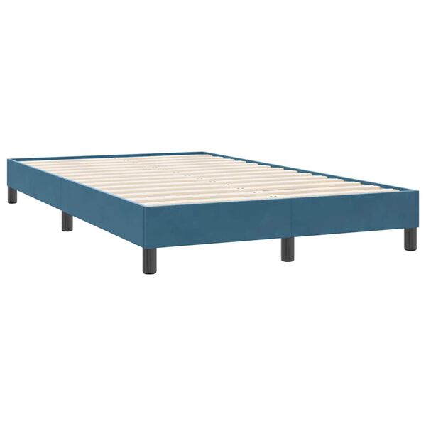 vidaXL Cama com molas/colch&atilde;o 120x220 cm veludo azul-escuro