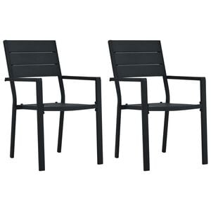 vidaXL Cadeiras jardim 2 pcs PEAD aspeto madeira preto