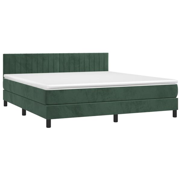 vidaXL Cama com molas/colch&atilde;o 180x200 cm veludo verde-escuro