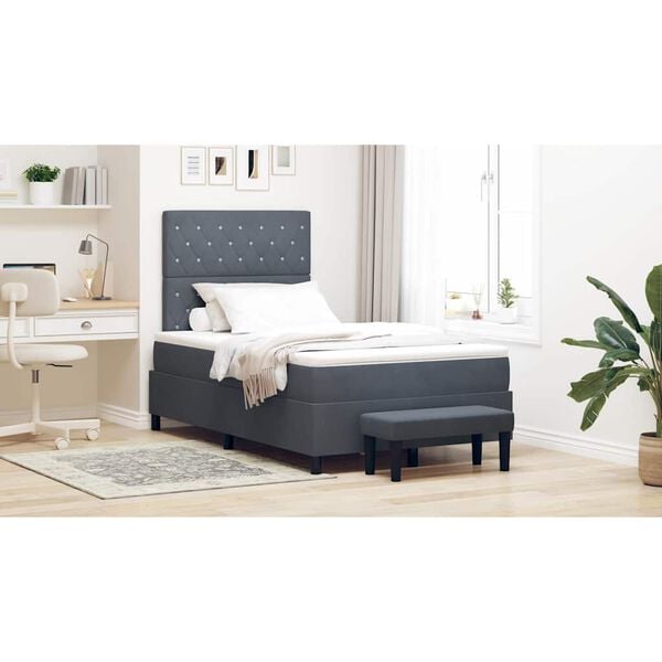 vidaXL Cama Box com colch&atilde;o Cinza Escuro 120 x 200 cm Veludo
