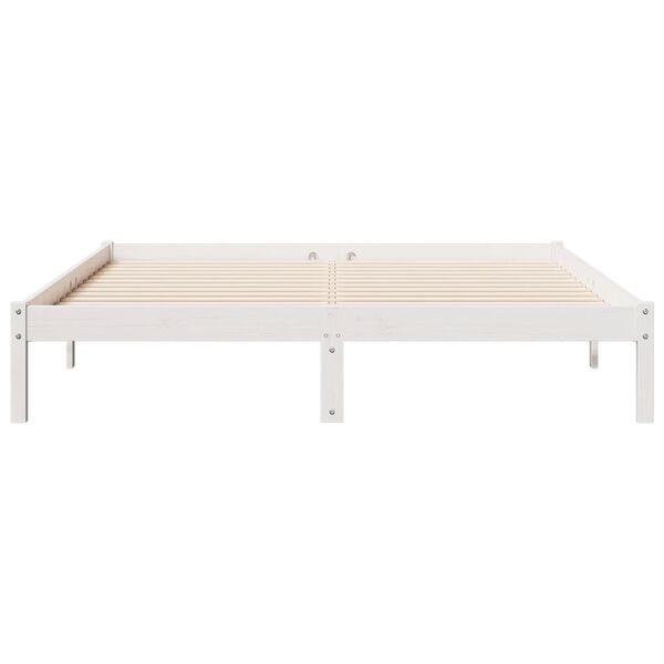 vidaXL Cama extra longa sem colchão 140x220 cm pinho maciço branco