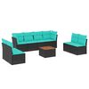 vidaXL 9 pcs conjunto de sof&aacute;s p/ jardim c/ almofad&otilde;es vime PE preto