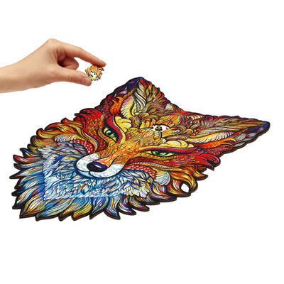 UNIDRAGON Puzzle de madeira 308 pcs Fiery Fox King Size 27x40 cm