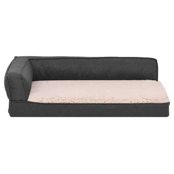 vidaXL Cama p/ c&atilde;es ergon&oacute;m. 60x42cm aspeto linho pel&uacute;cia cinza-escuro