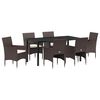 vidaXL Conjunto de Jantar para Jardim 7 pcs Castanho vime PE