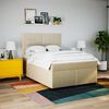 vidaXL Cama com molas/colch&atilde;o 140x190 cm tecido cor creme